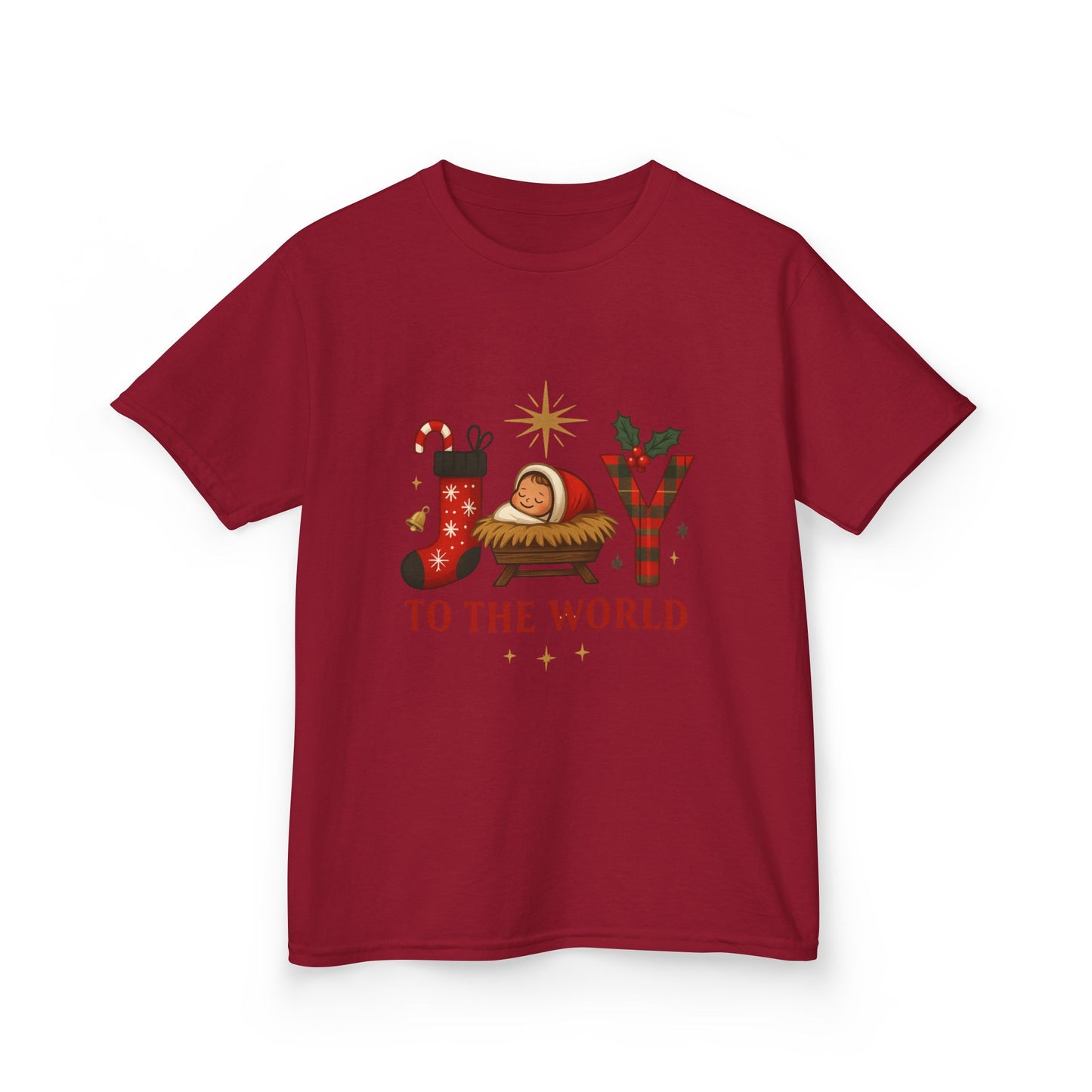 Joy to the World Dino Christmas Kids Tee