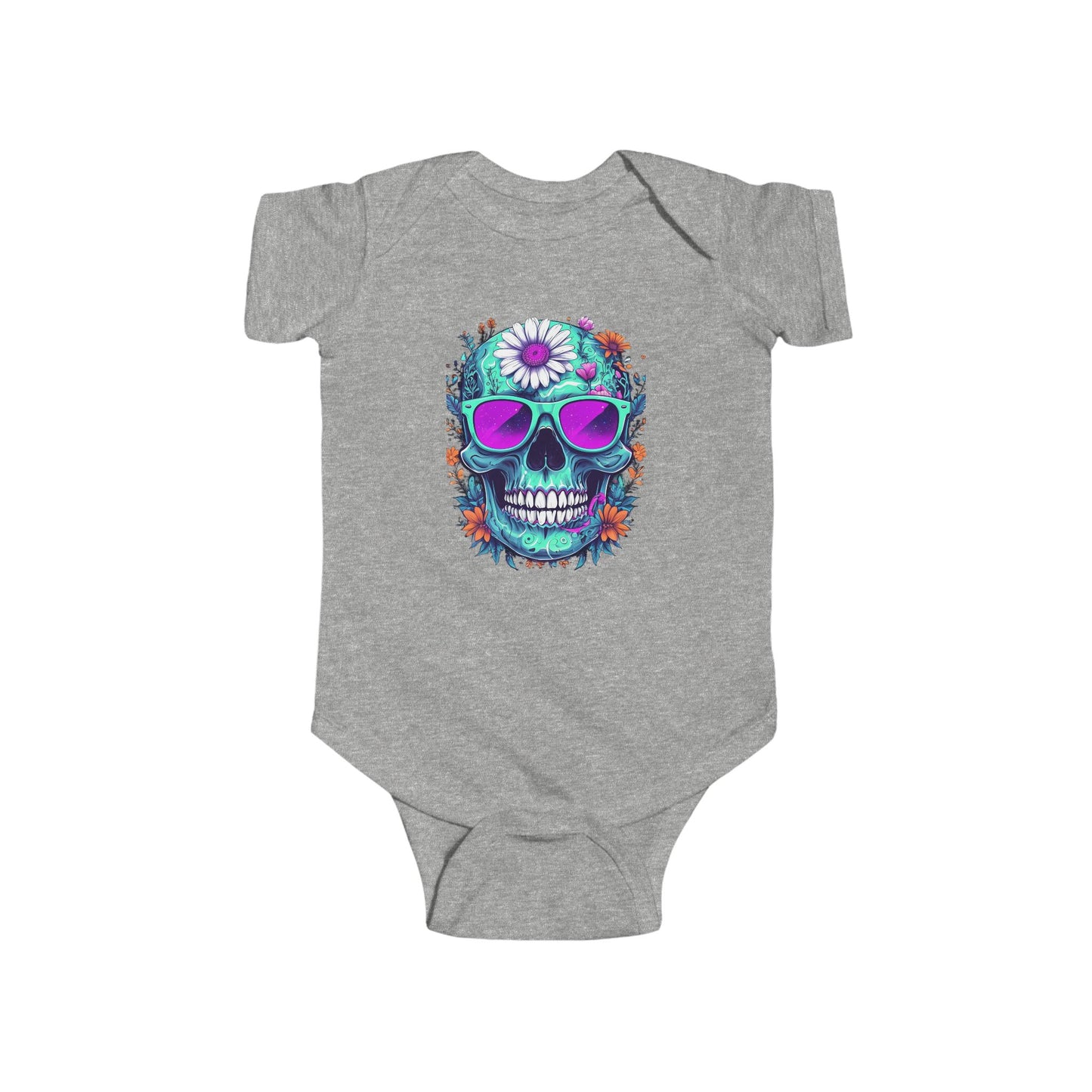 Vibrant Sugar Skull Baby Bodysuit - Colorful Infant Outfit, Cute Baby Clothes, Fun Gift for New Parents, Halloween Costume, Year-Round Wear