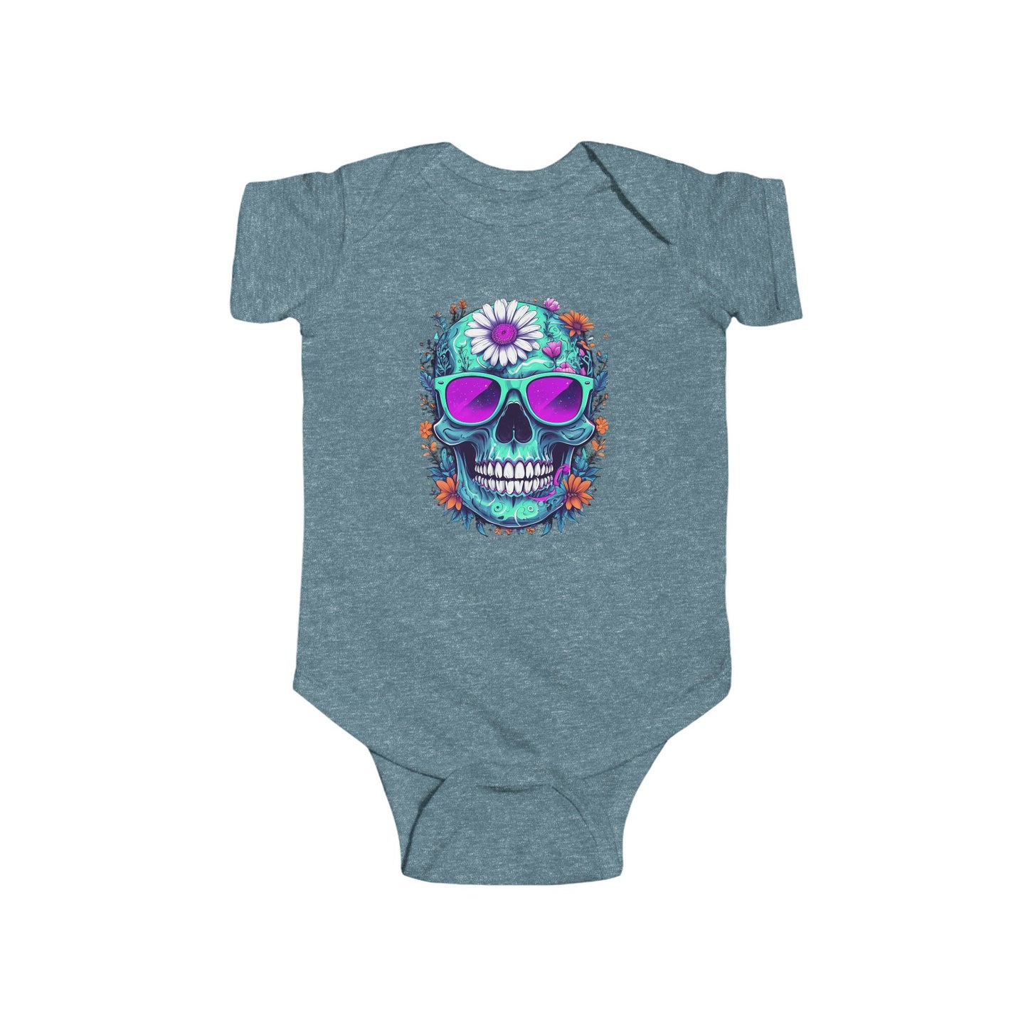 Vibrant Sugar Skull Baby Bodysuit - Colorful Infant Outfit, Cute Baby Clothes, Fun Gift for New Parents, Halloween Costume, Year-Round Wear