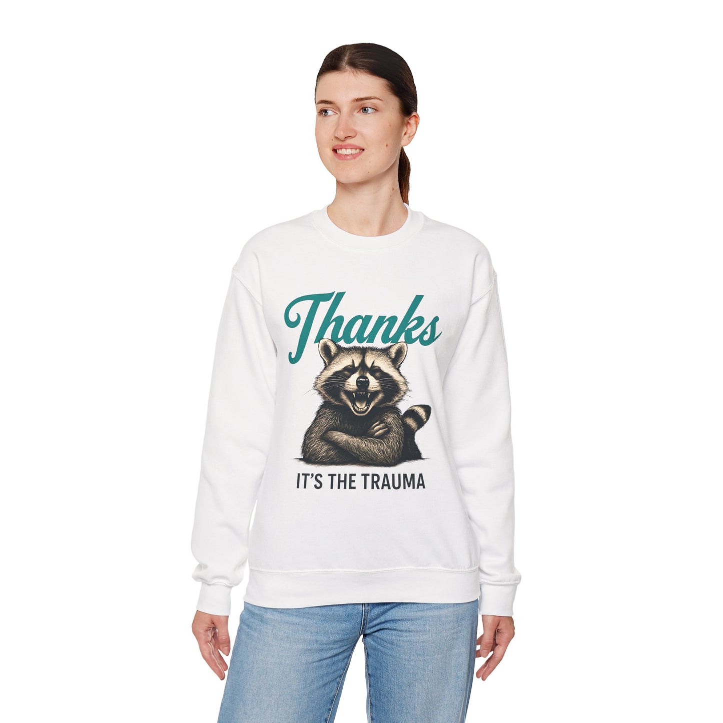 Thanks It's The Trauma Raccoon Halloween Sweatshirt