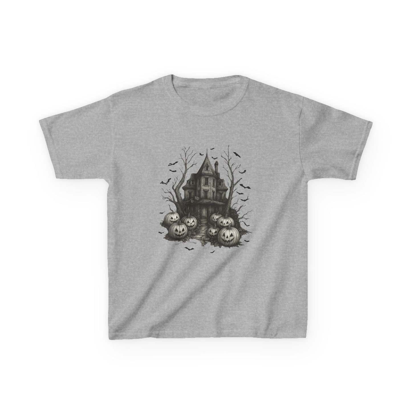 Spooky Haunted House Dino Tee - Halloween Kids Shirt