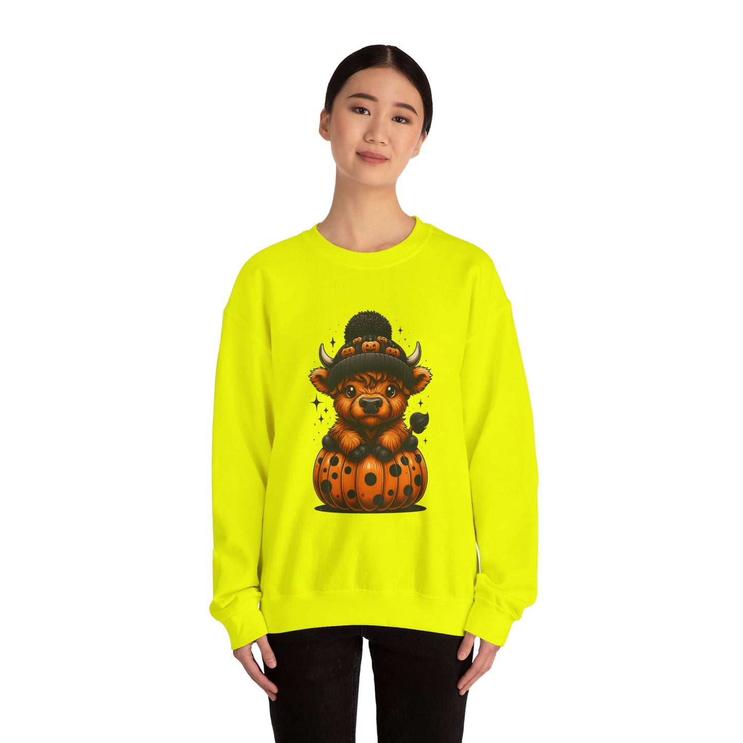 Halloween Cow Calf in Pumpkin Crewneck Sweatshirt