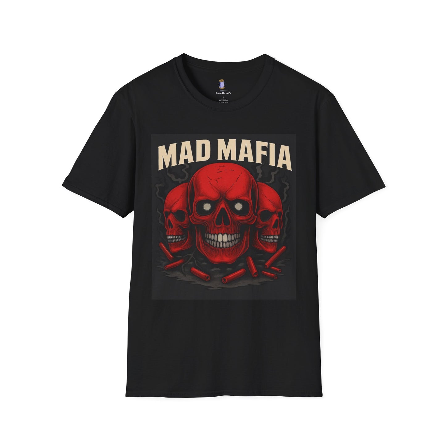 Bold Mad Mafia Graphic Tee, Unisex Softstyle T-Shirt, Streetwear Top, Gift for Him, Fashion Statement Tee, Casual Everyday Wear