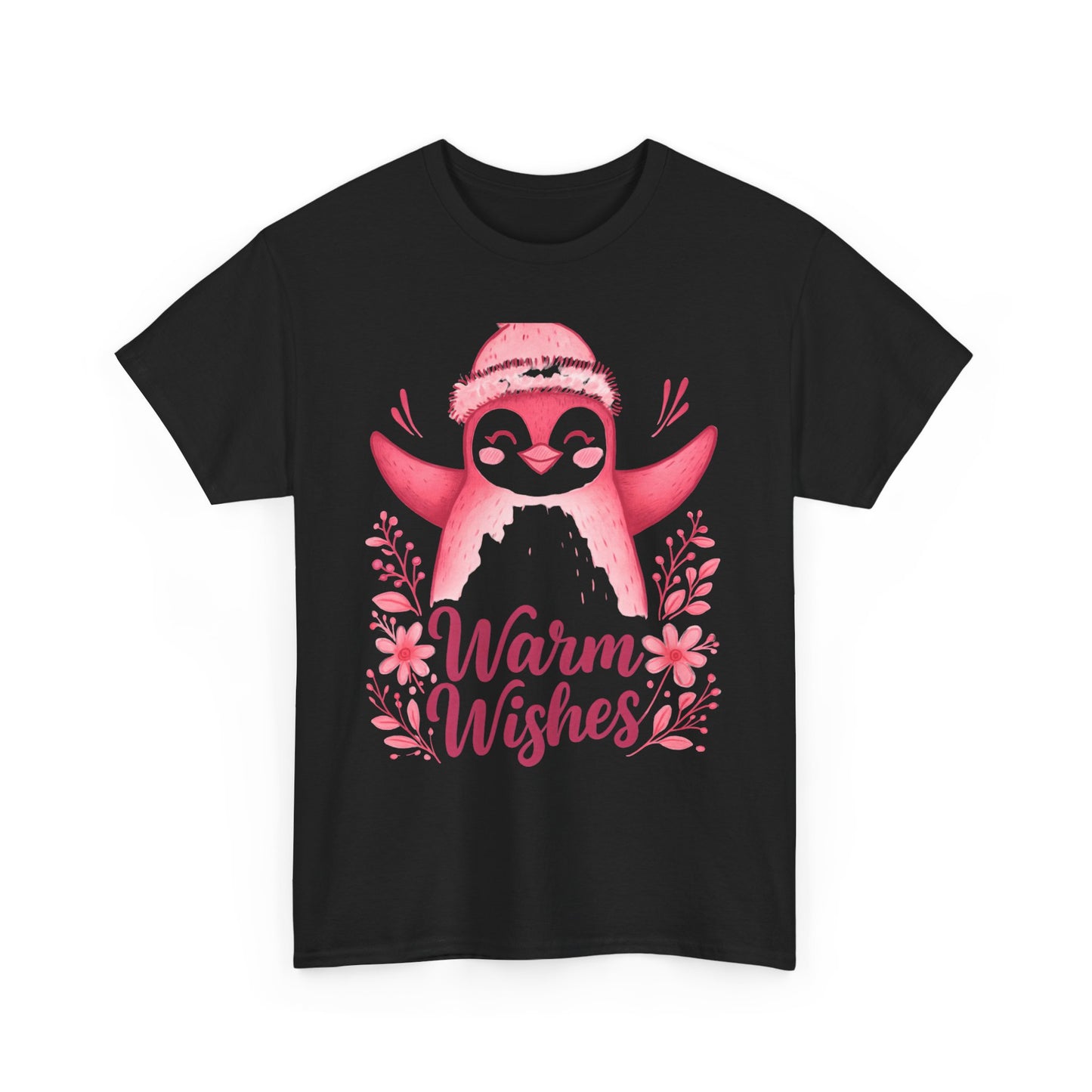 Warm Wishes Pink Penguin Tee - Holiday Tee