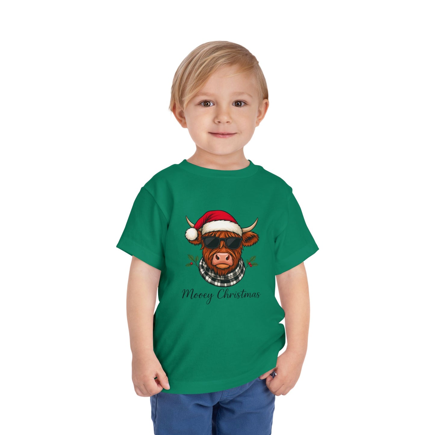 Mooey Christmas Highland Cow Toddler Tee