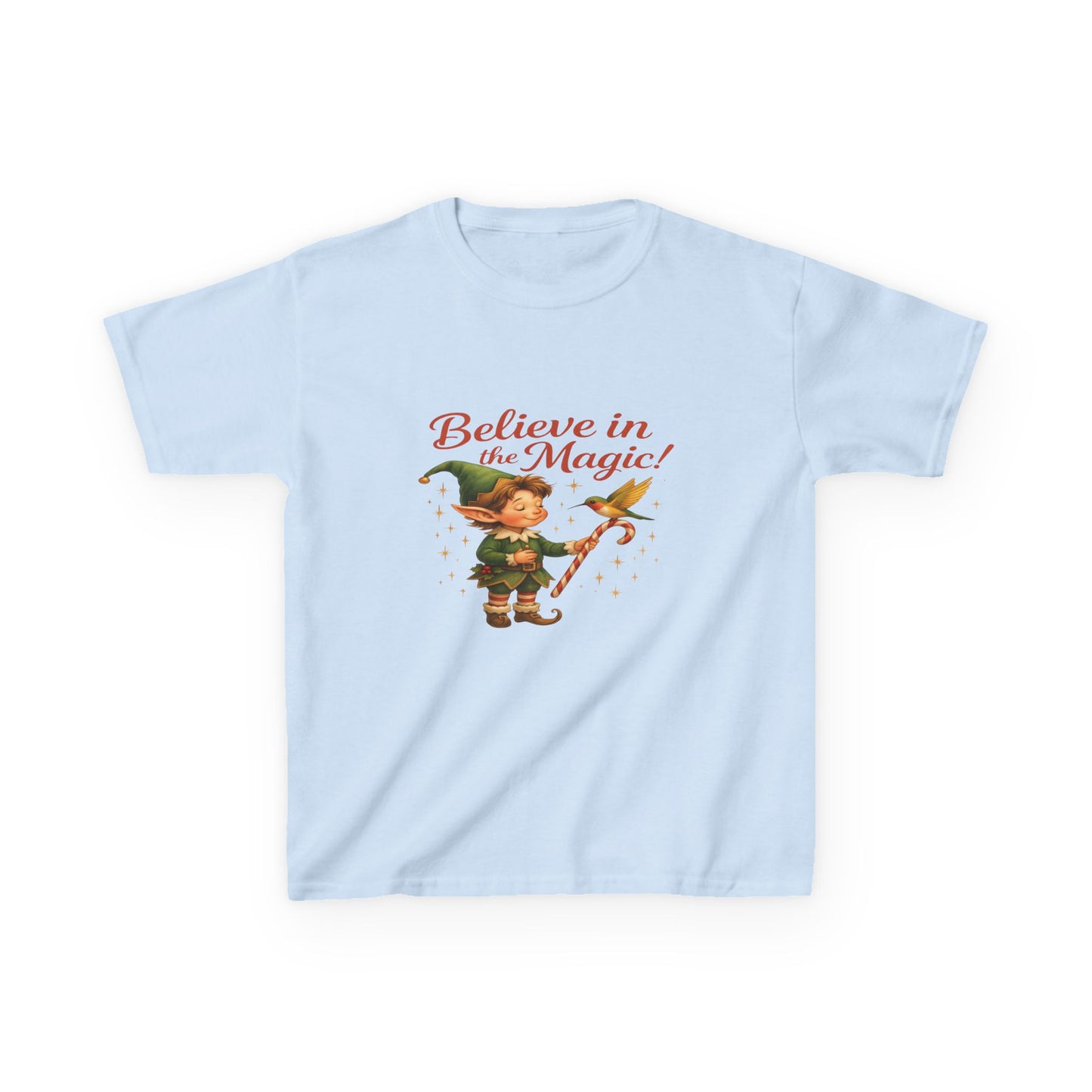 Believe in the Magic Elf & Dino Christmas Kids Tee