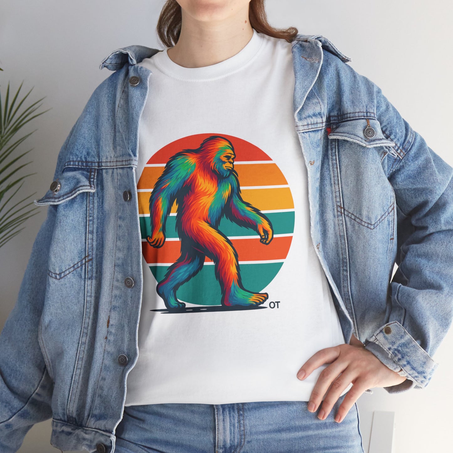 Colorful Bigfoot Unisex T-Shirt, Fun Graphic Tee for Nature Lovers, Perfect for Holidays, Festivals, Camping, Gifts