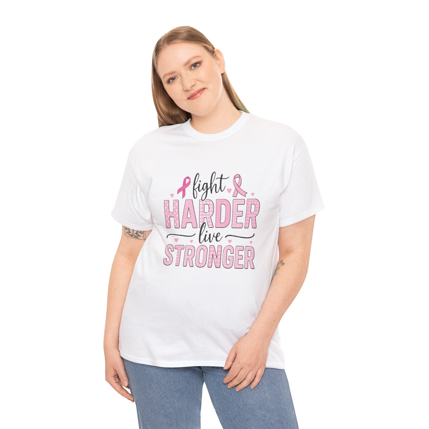 Fight Harder Live Stronger Breast Cancer Tee