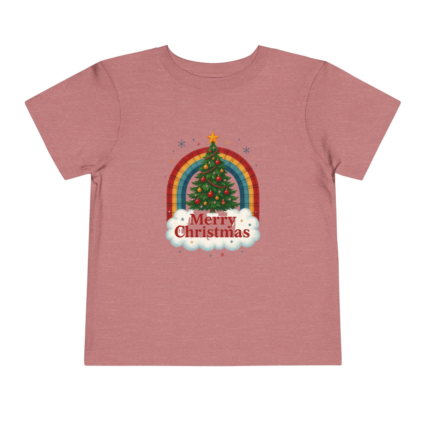 Merry Christmas Plaid Rainbow Tree Toddler Tee