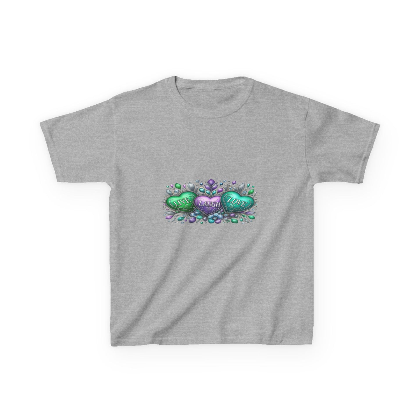 Live Laugh Love Dinosaur Heart Kids Christmas Tee