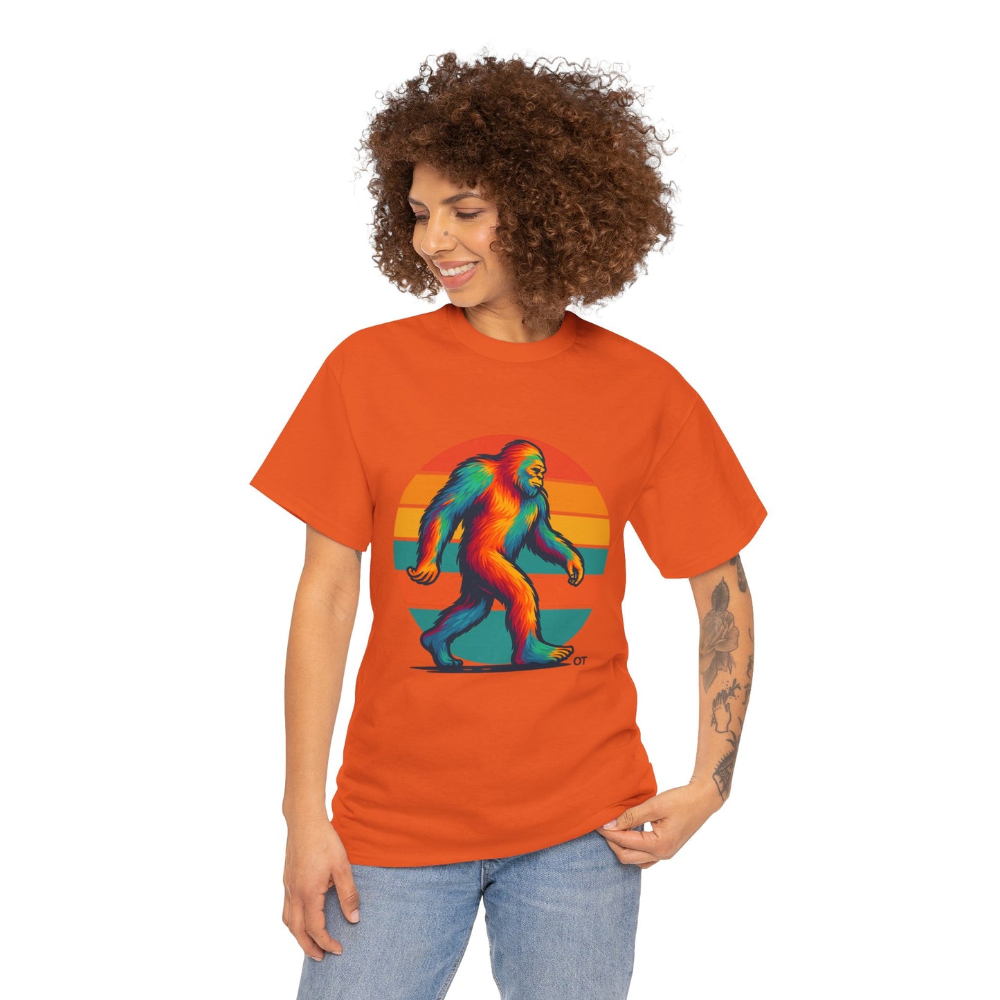 Colorful Bigfoot Unisex T-Shirt, Fun Graphic Tee for Nature Lovers, Perfect for Holidays, Festivals, Camping, Gifts