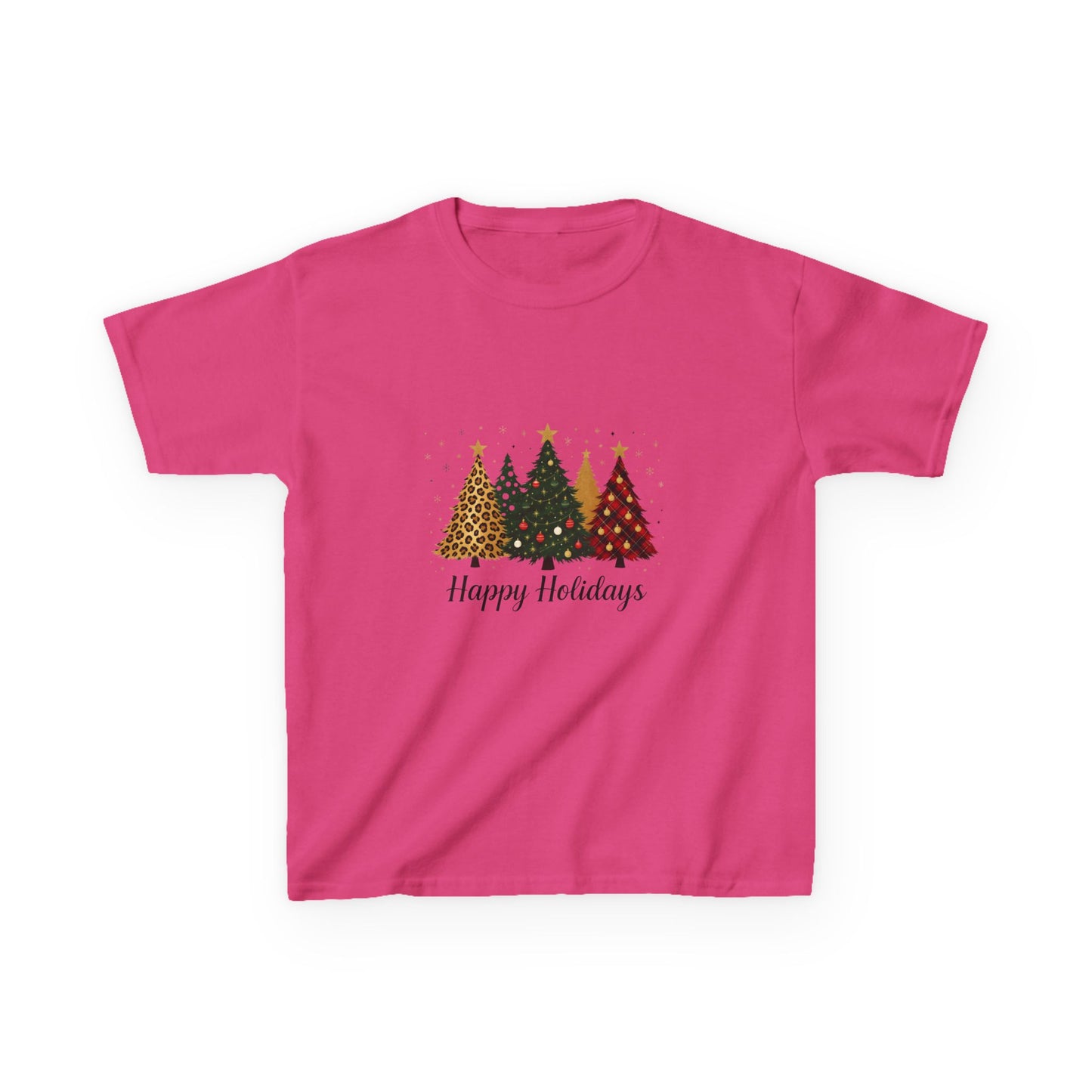 Happy Holidays Dino Tree Kids Tee - Festive Christmas Shirt