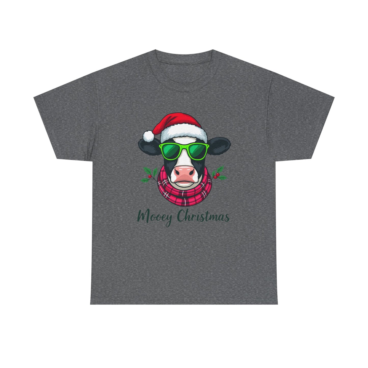 Moovey Christmas Cow Tee - Pink Plaid Scarf & Sunglasses