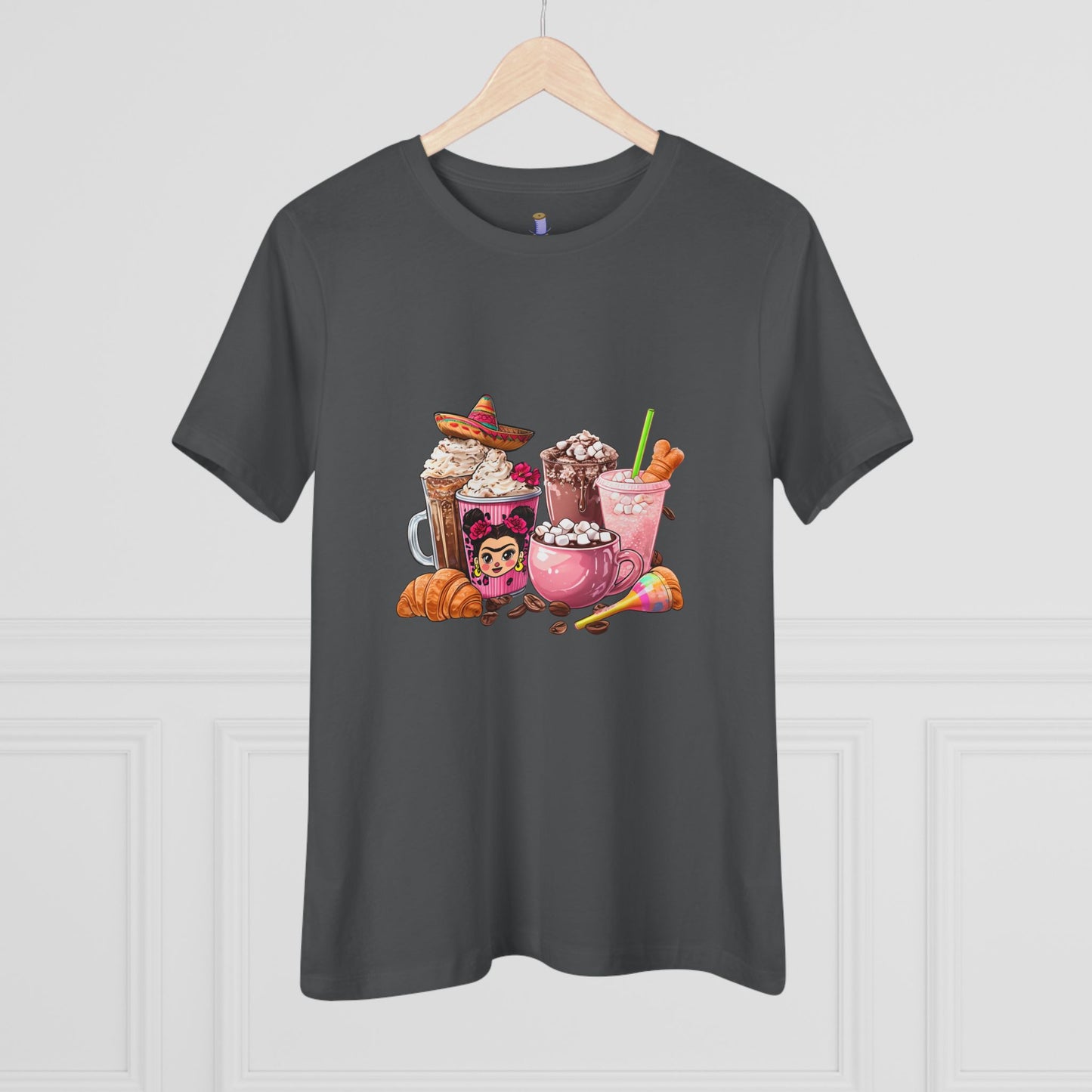 Latina Cute Beverage Women's Cotton Tee, Coffee Lover Gift, Cute Summer Shirt, Birthday Present, Cozy Foodie Tee