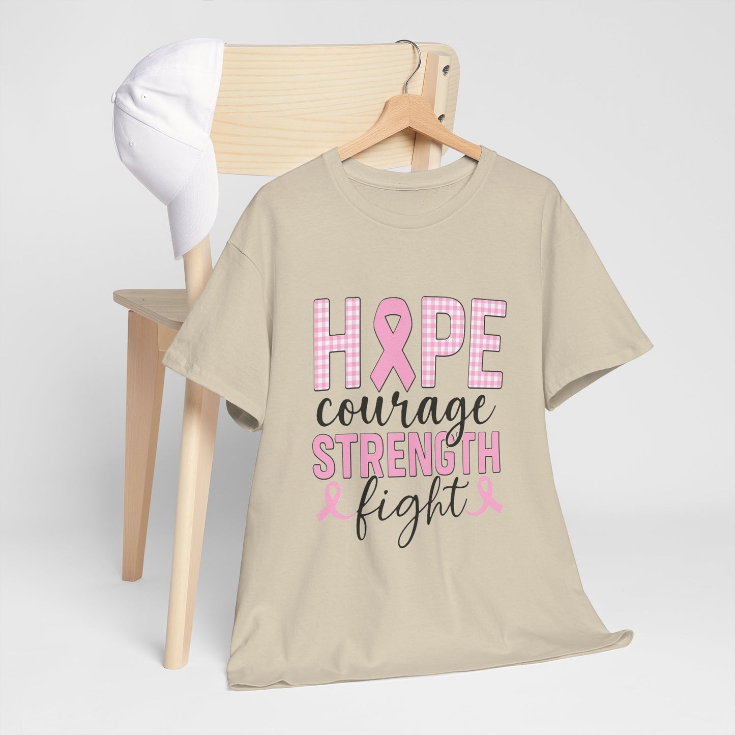 Hope, Courage & Strength Pink Ribbon Awareness Tee