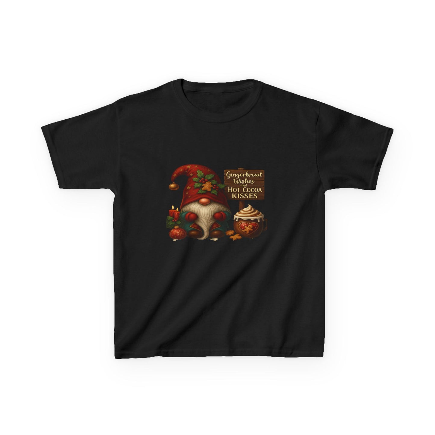 Gingerbread Gnome Dino Christmas Kids Tee