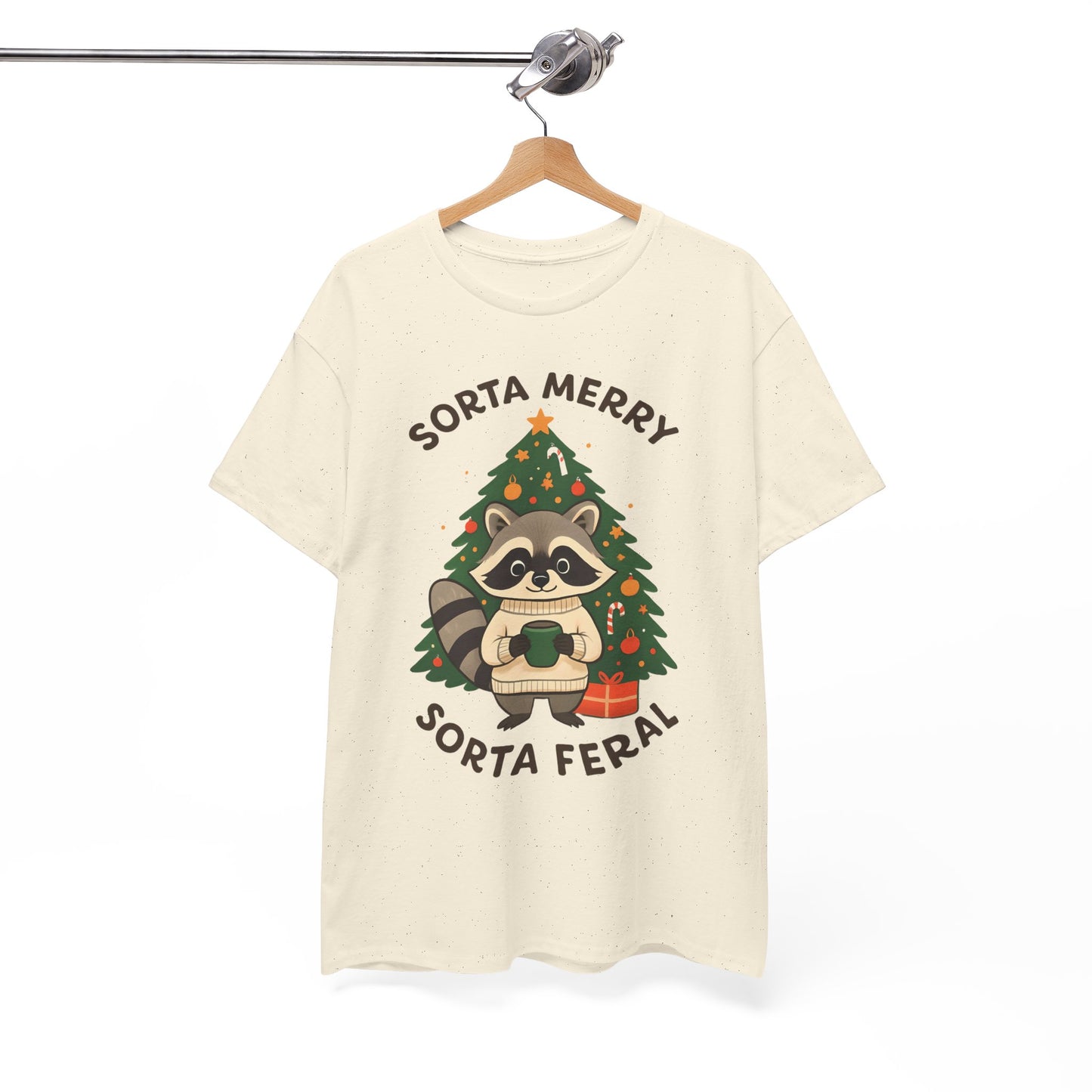 Sorta Merry Sorta Feral Raccoon Christmas Tee