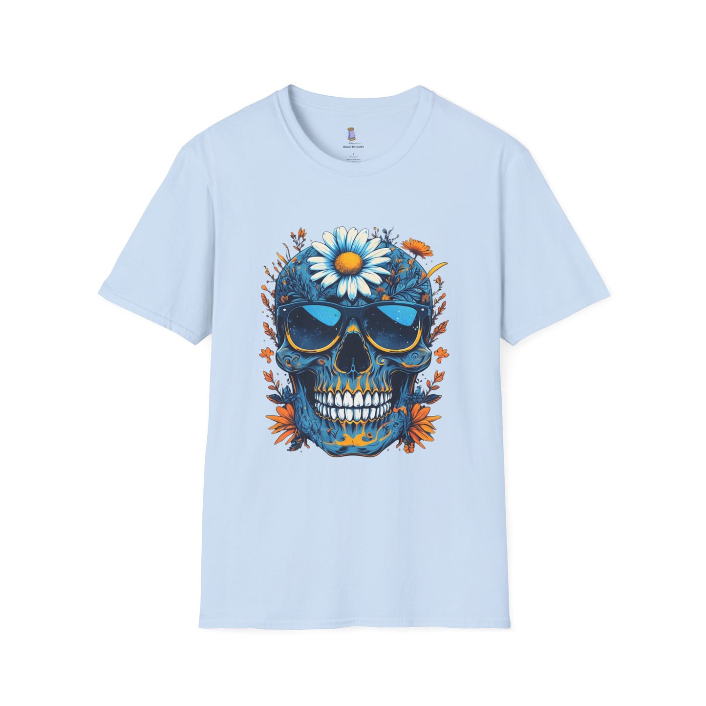 Bohemian Skull T-Shirt - Artistic Graphic Tee for Music Lovers, Festival Attire, Unique Gift, Unisex Softstyle Top