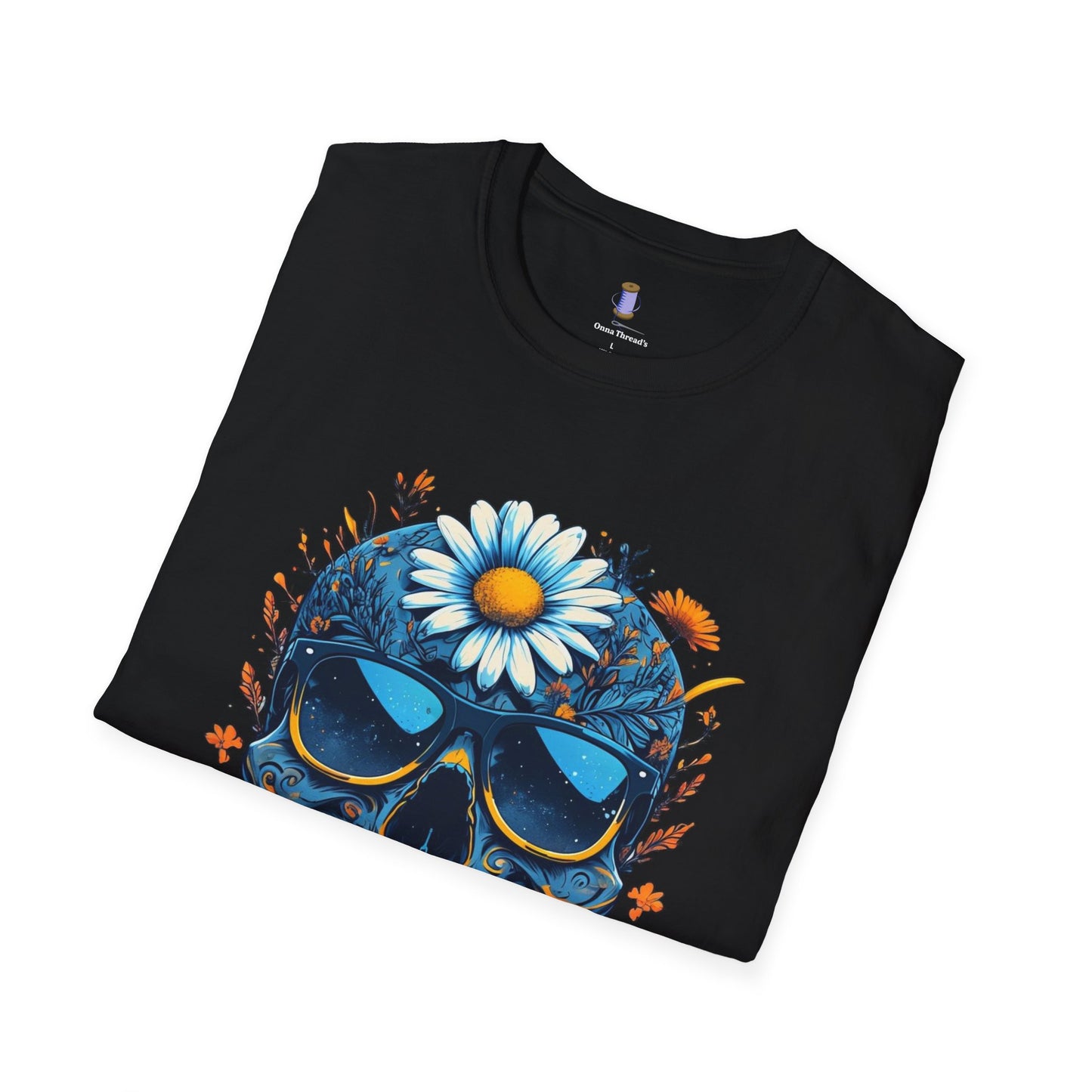 Bohemian Skull T-Shirt - Artistic Graphic Tee for Music Lovers, Festival Attire, Unique Gift, Unisex Softstyle Top