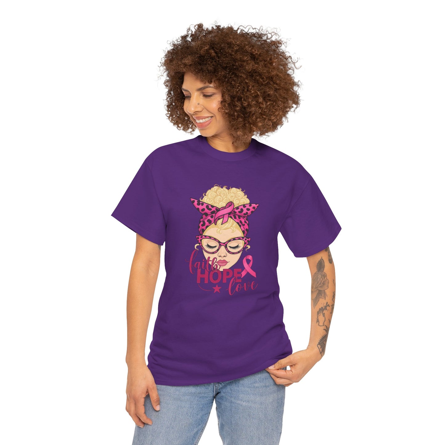 Hope Love Pink Ribbon Tee - Breast Cancer Awareness