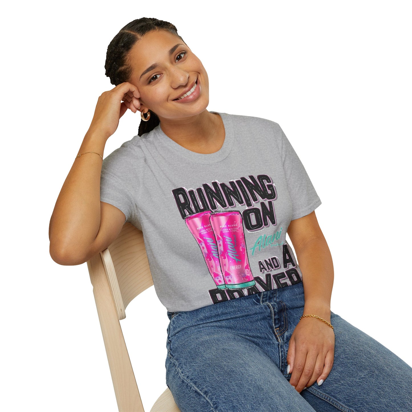 Running on a Prayer T-Shirt, Unisex Graphic Tee, Fun Casual Wear, Gift for Friends, Everyday Style, Faith-Inspired Apparel