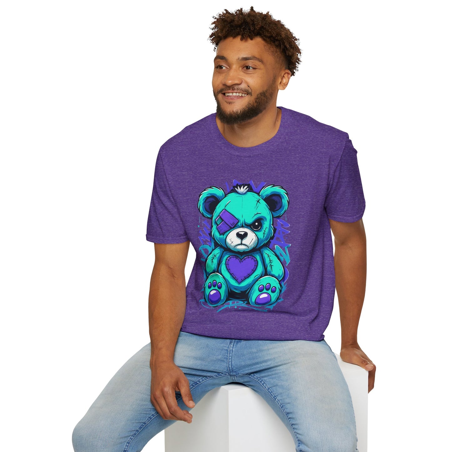 Adorable Grumpy Bear Unisex Softstyle T-Shirt | Cute Graphic Tee, Casual Wear, Gift for Animal Lovers, Birthday Present, Fun Fashion