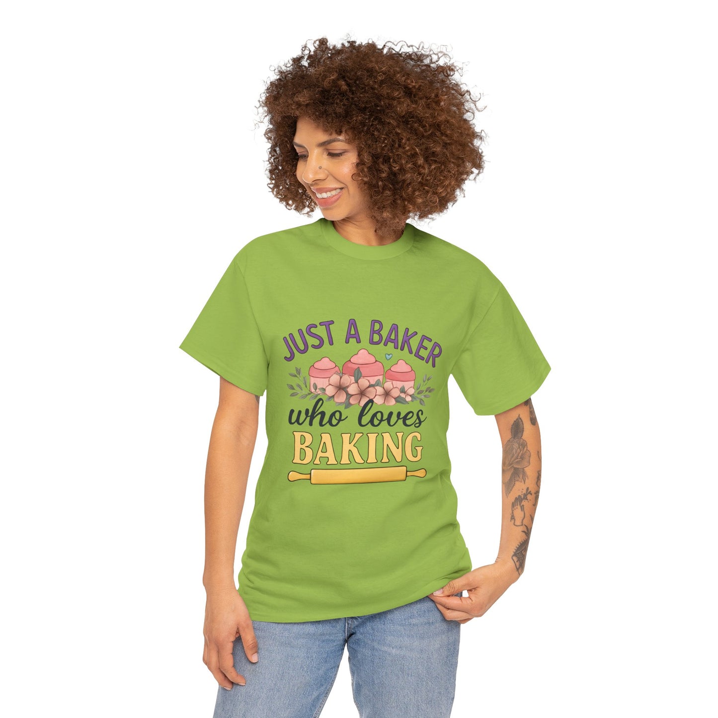 Baking Lover Tee with Cupcake and Rolling Pin Design