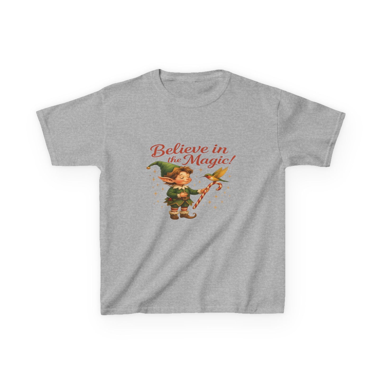 Believe in the Magic Elf & Dino Christmas Kids Tee