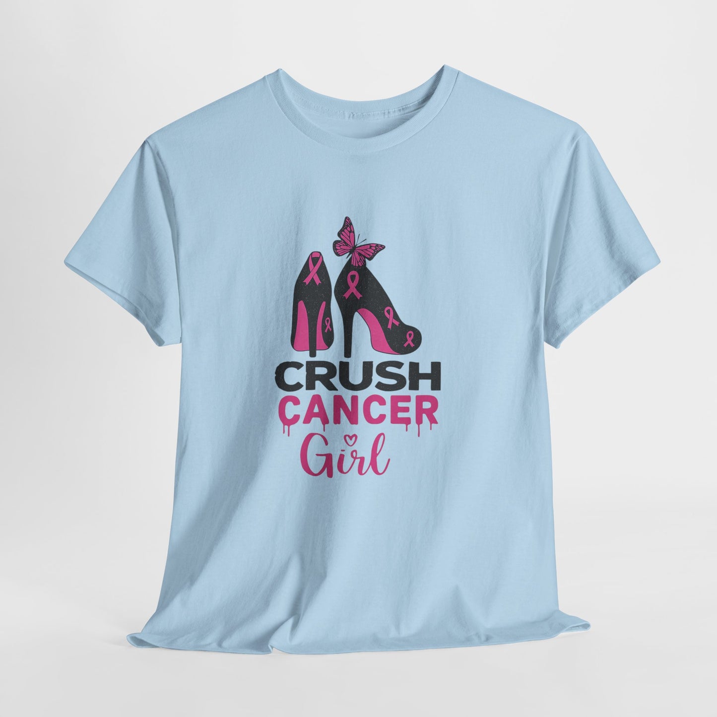 Crush Cancer Girl Tee: High Heels, Pink Ribbon, Hope
