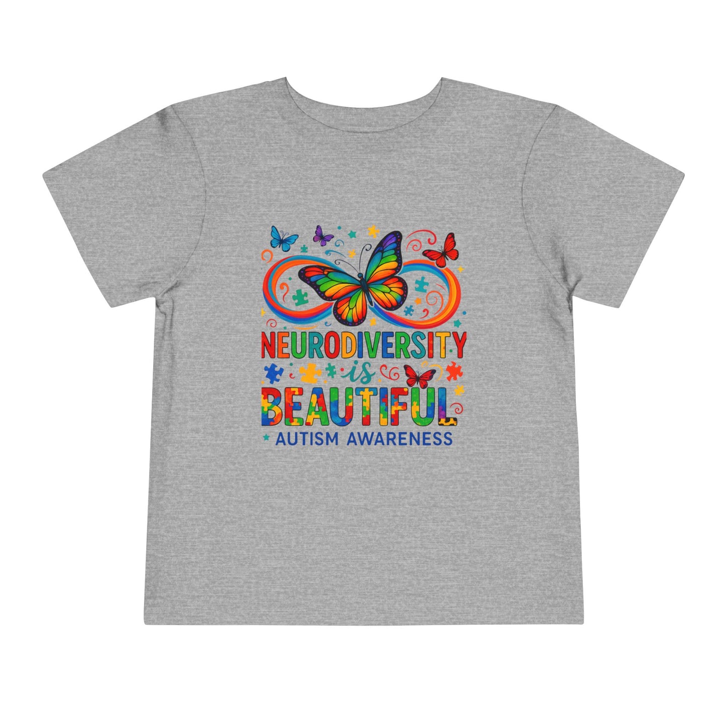 Toddler Tee - Neurodiversity is Beautiful Butterfly Rainbow Puzzle Piece Tee