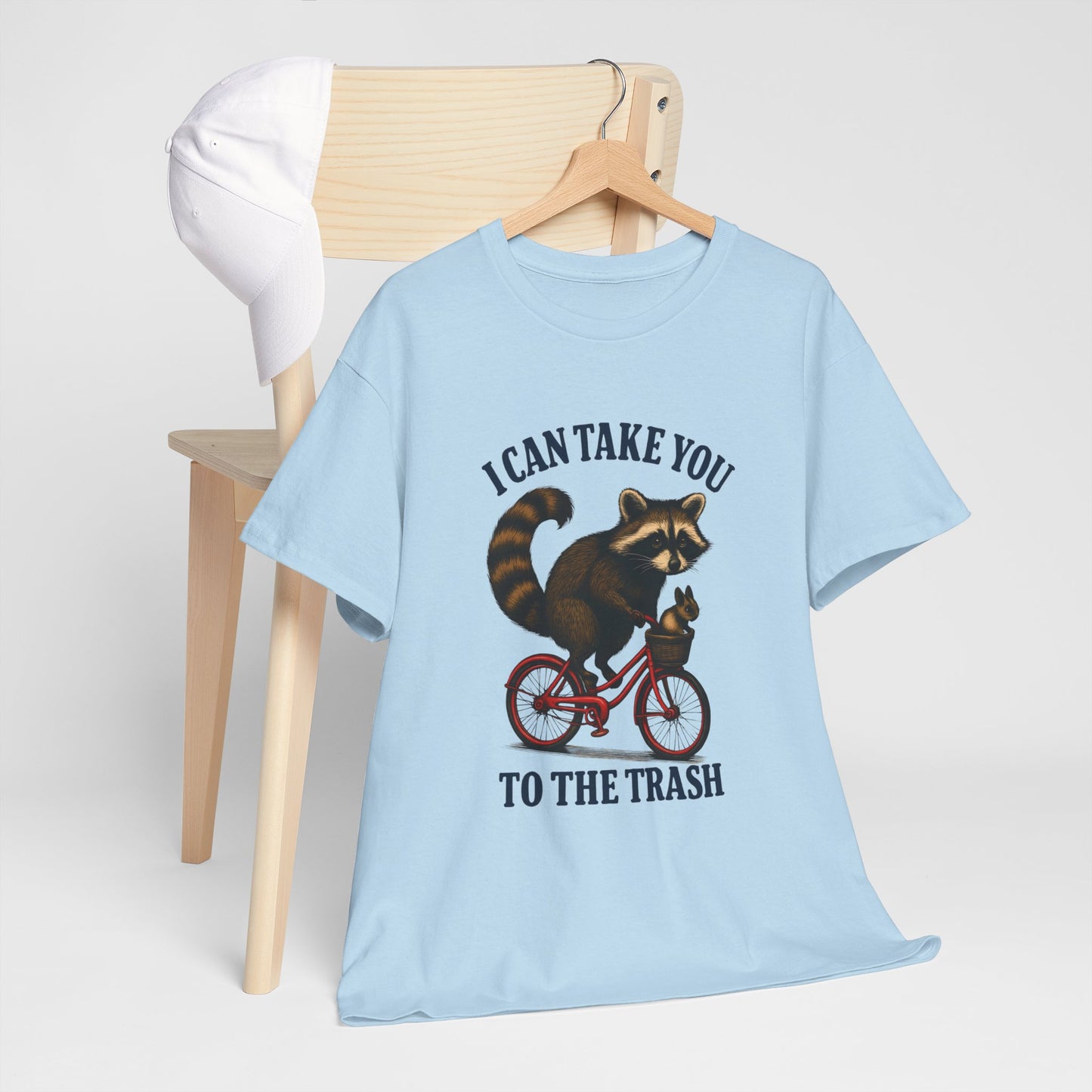 Cotton Tee Vintage Raccoon Bicycle Graphic Shirt