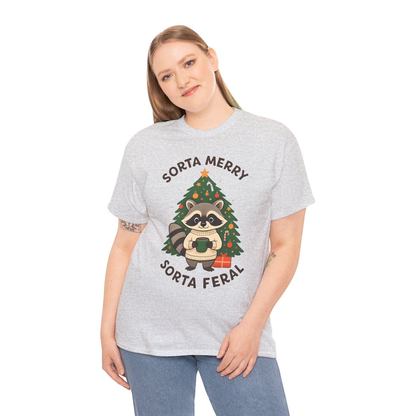 Sorta Merry Sorta Feral Raccoon Christmas Tee
