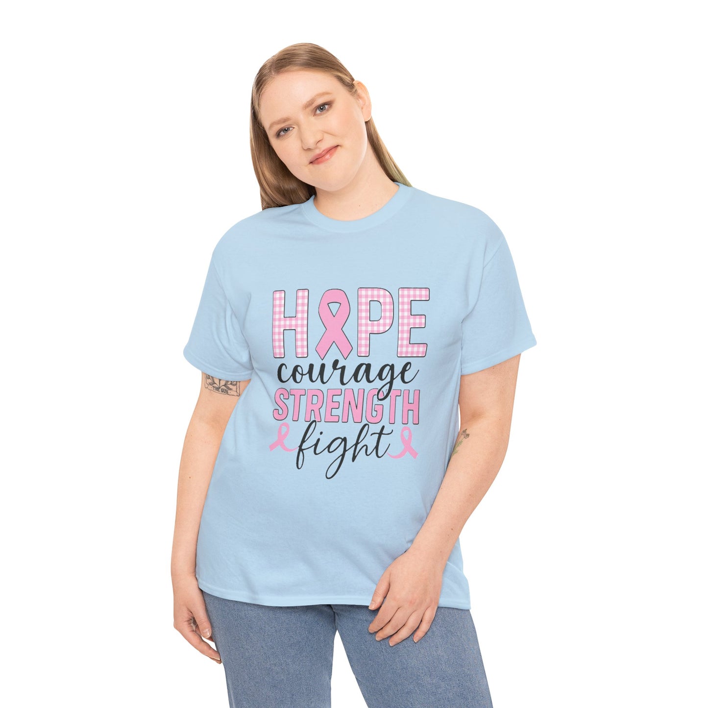 Hope, Courage & Strength Pink Ribbon Awareness Tee