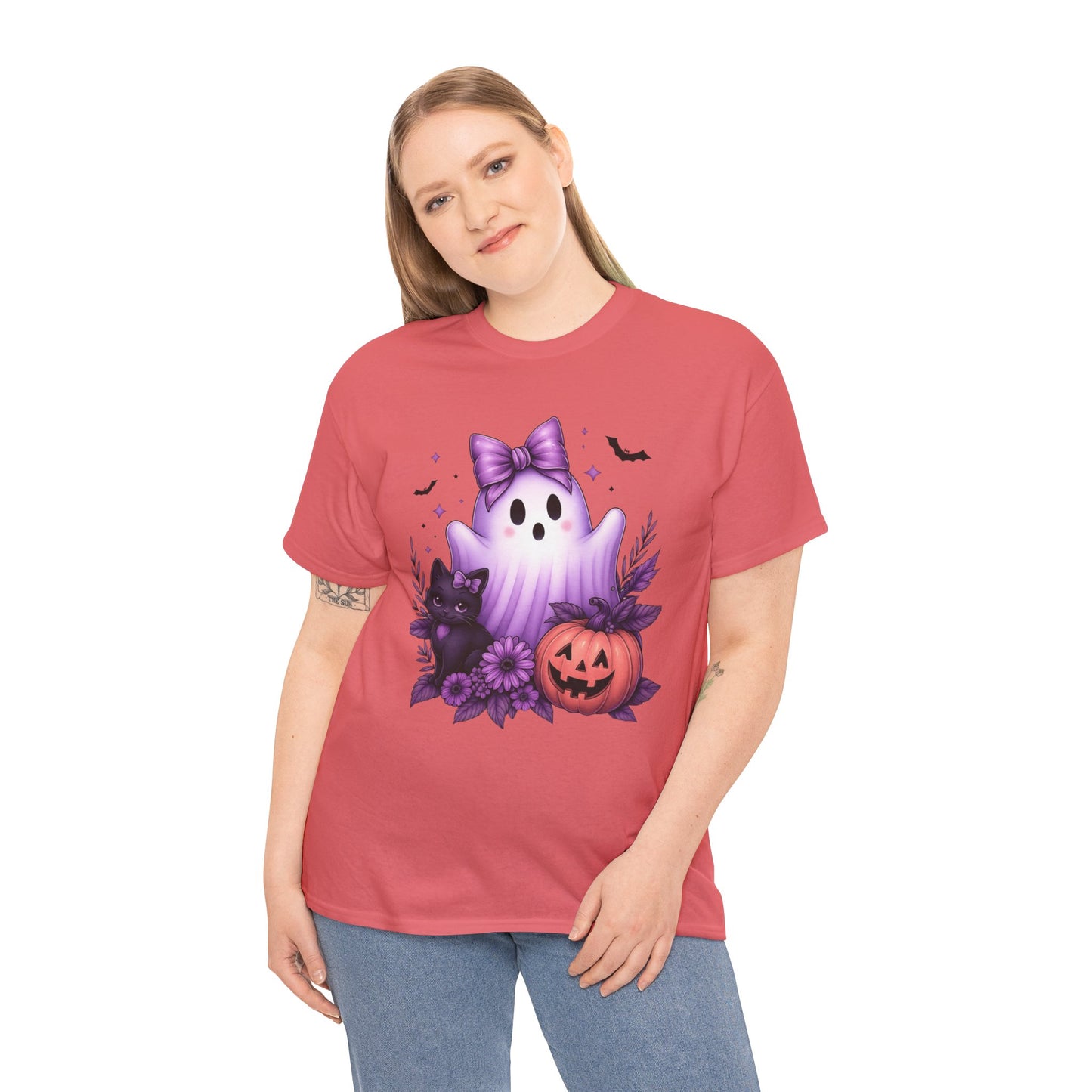Pastel Halloween Ghost Cat Tee