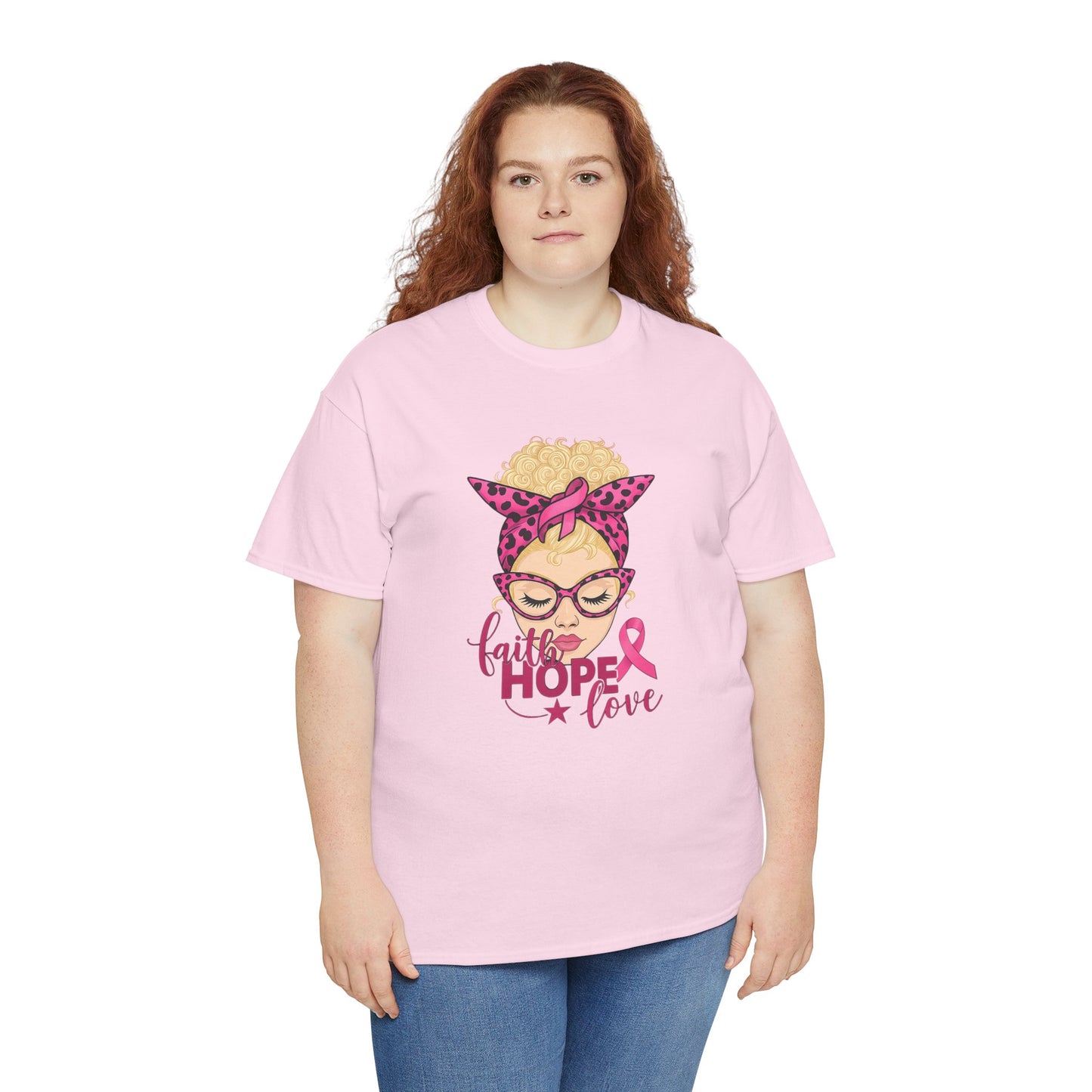 Hope Love Pink Ribbon Tee - Breast Cancer Awareness