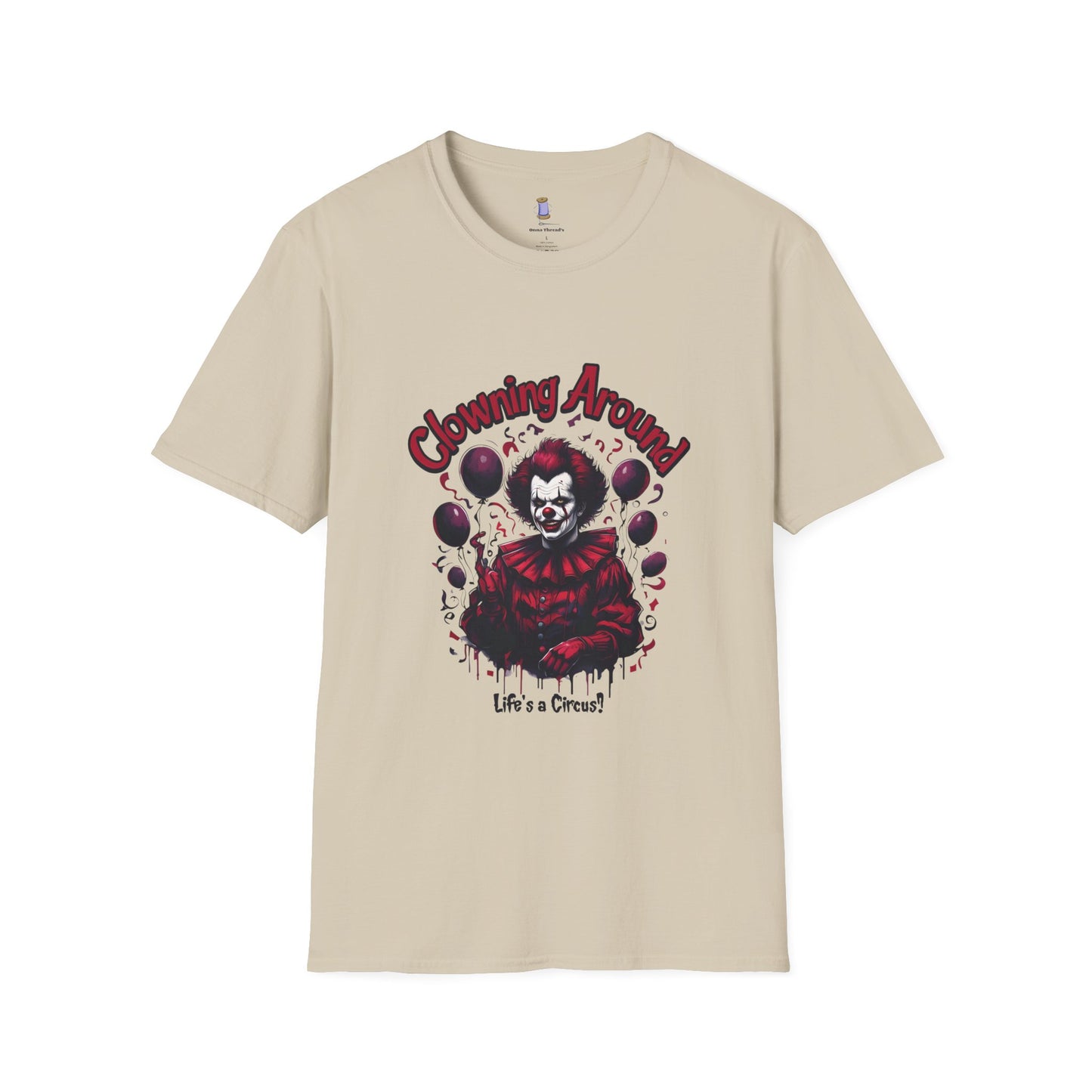 Creepy Clown Graphic Tee, Unisex Softstyle T-Shirt, Halloween Costume, Spooky Shirt, Eerie Apparel, Perfect for Horror Lovers
