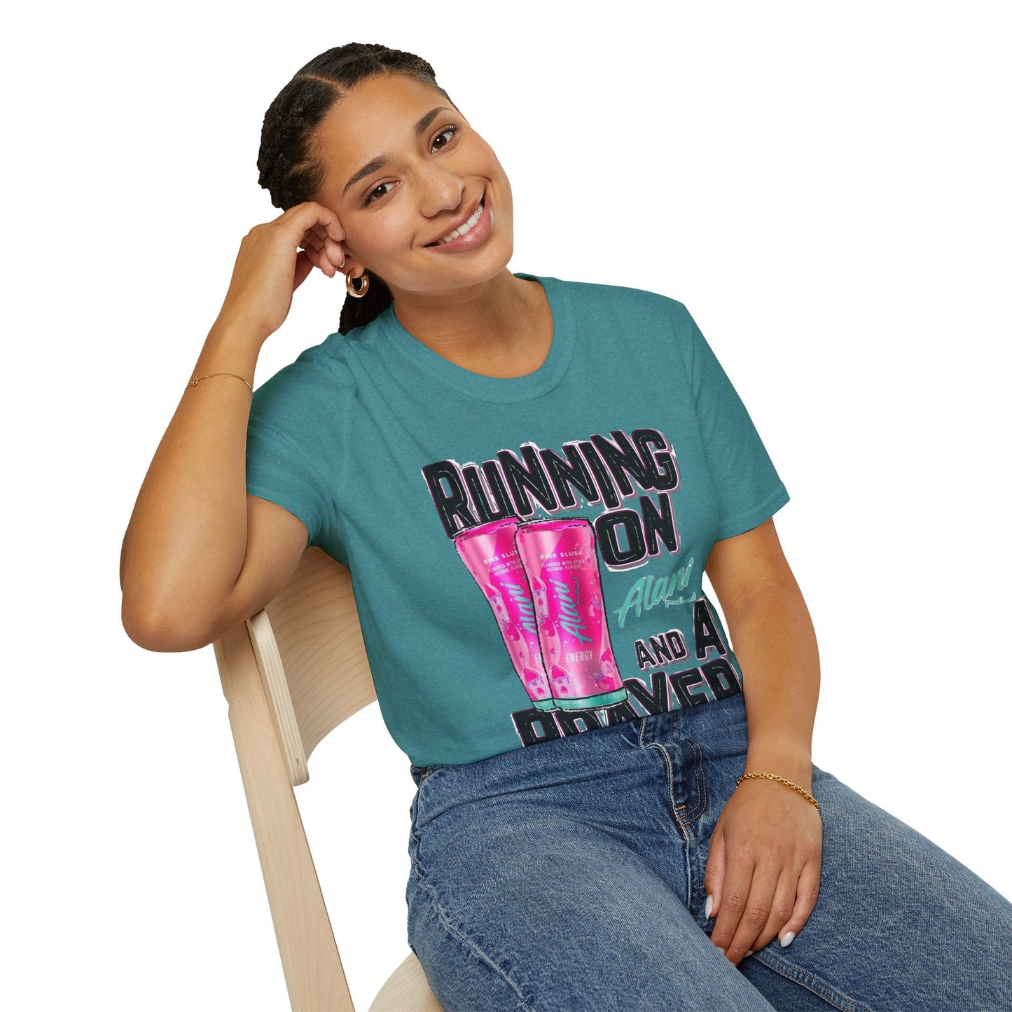 Running on a Prayer T-Shirt, Unisex Graphic Tee, Fun Casual Wear, Gift for Friends, Everyday Style, Faith-Inspired Apparel