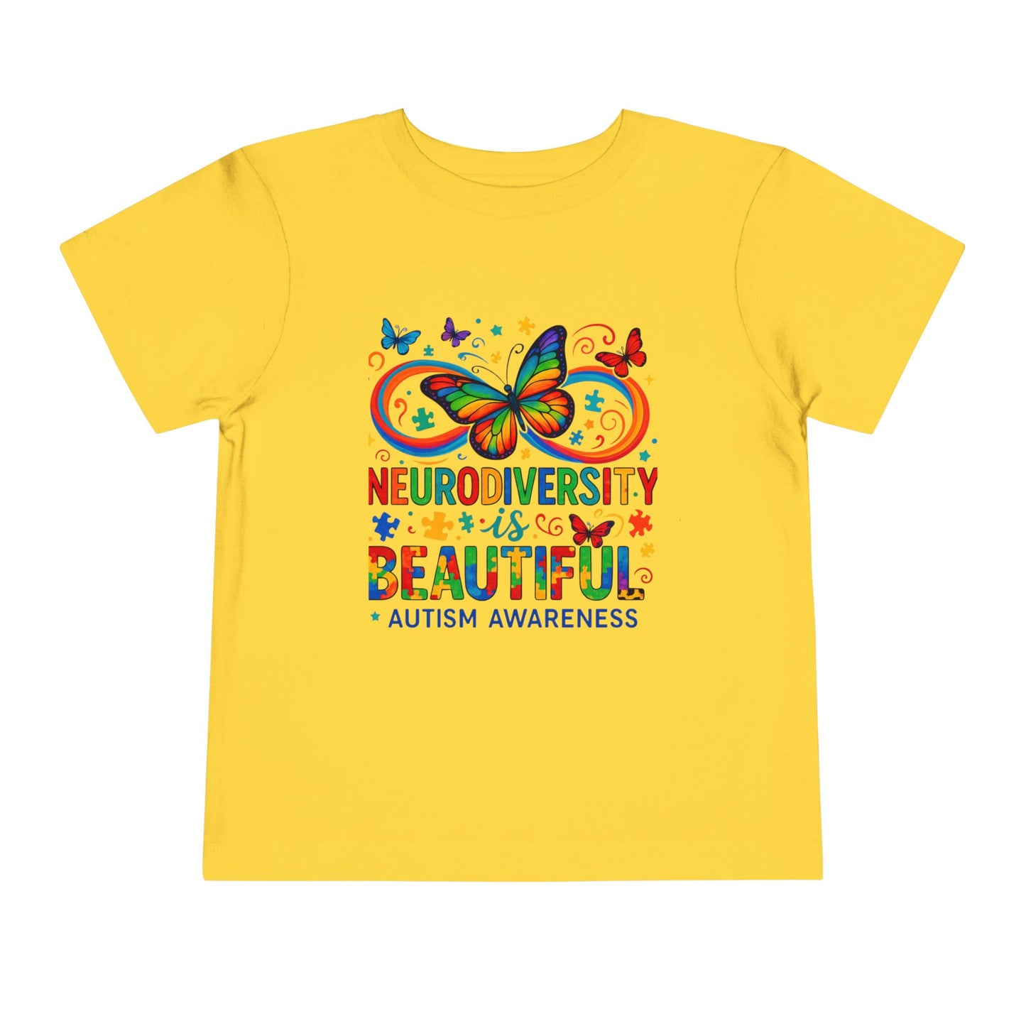 Toddler Tee - Neurodiversity is Beautiful Butterfly Rainbow Puzzle Piece Tee