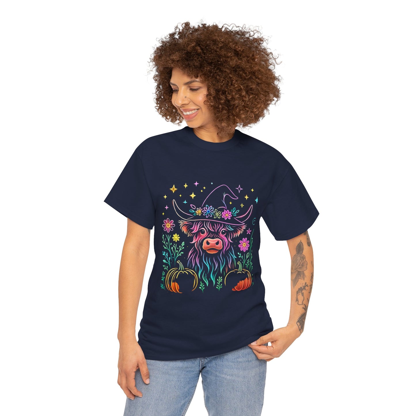 🎃 Magical Highland Cow Tee – Witchy Pumpkin Farm Shirt