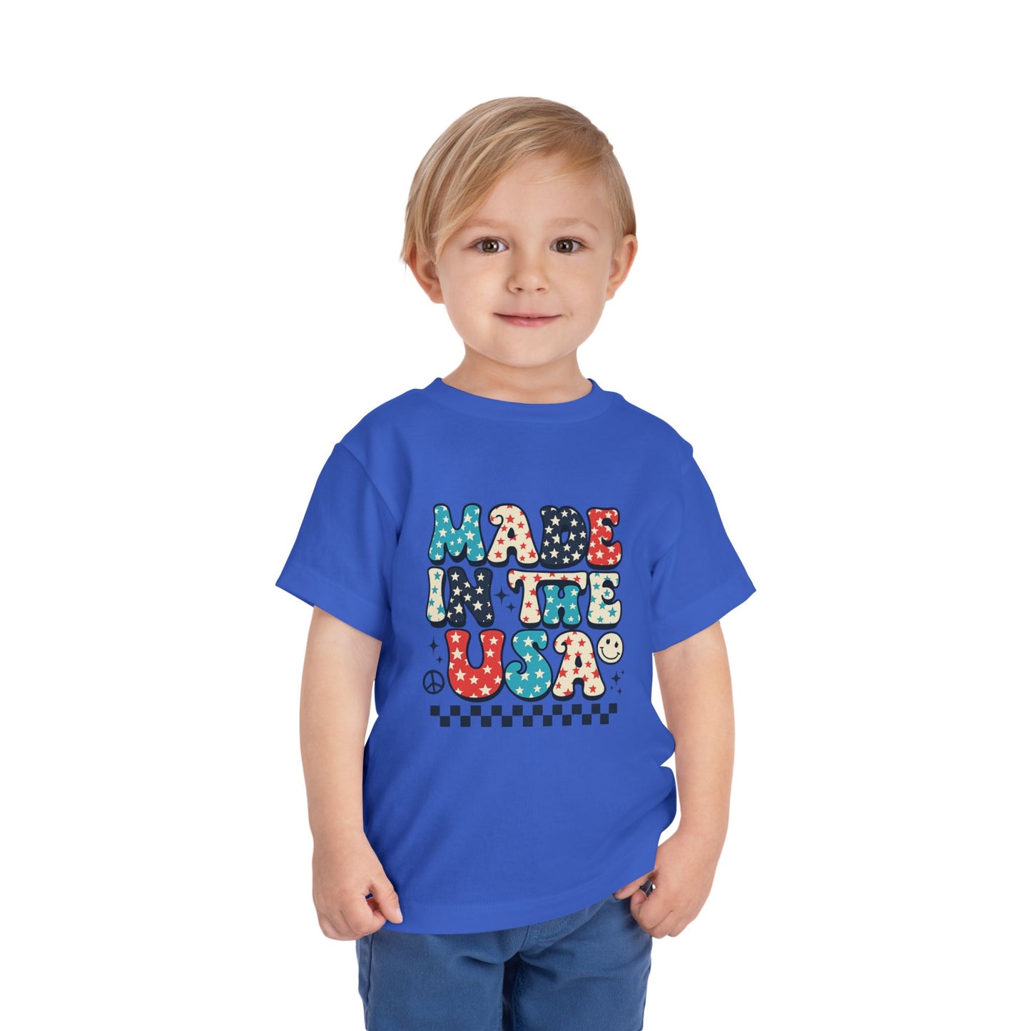 Toddler Tee Vintage Made in USA Retro Smiley Peace Sign Star Design