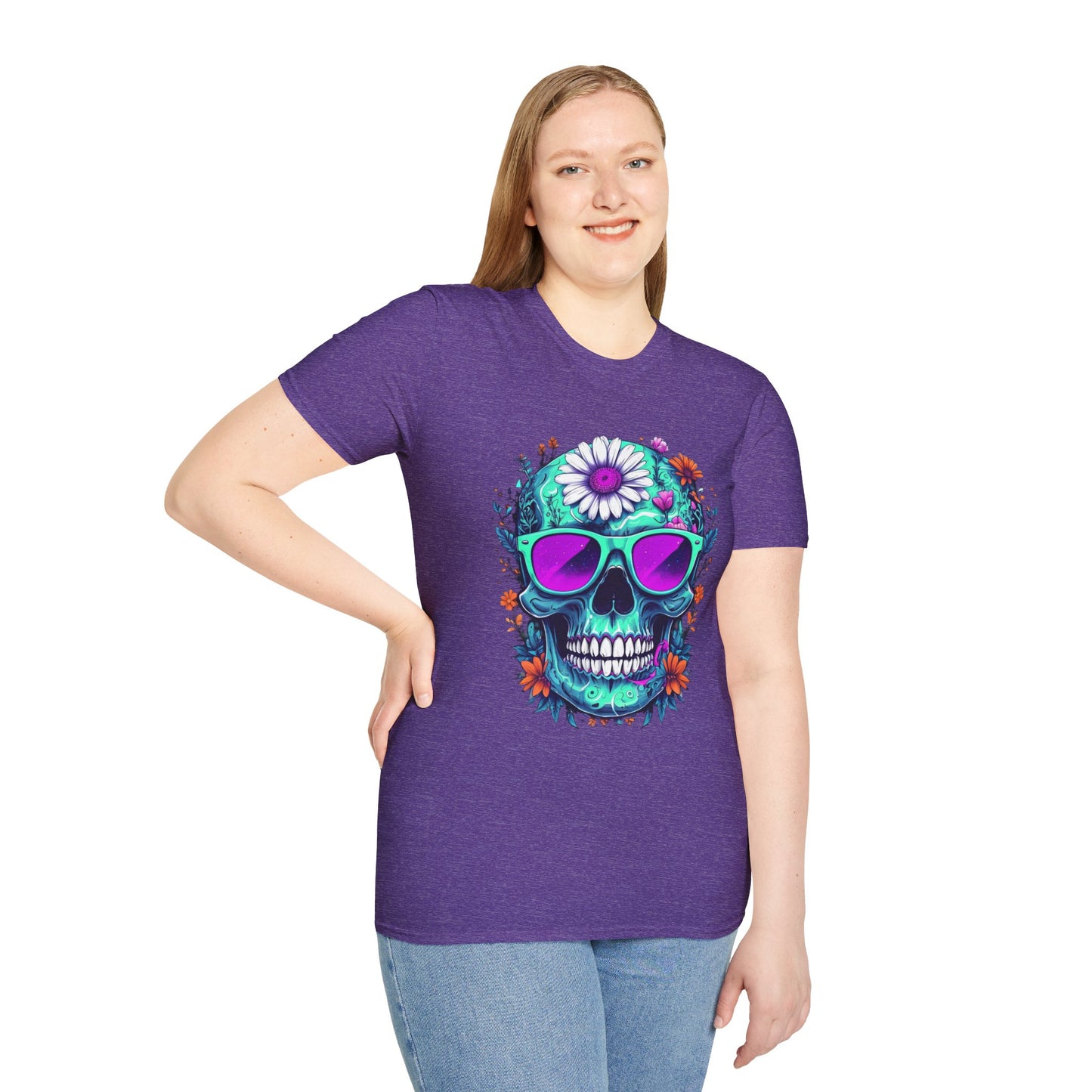 Vibrant Skull Graphic Tee, Edgy Unisex T-Shirt, Festival Wear, Vintage Inspired Tops, Halloween Must-Have, Cool Casual Style