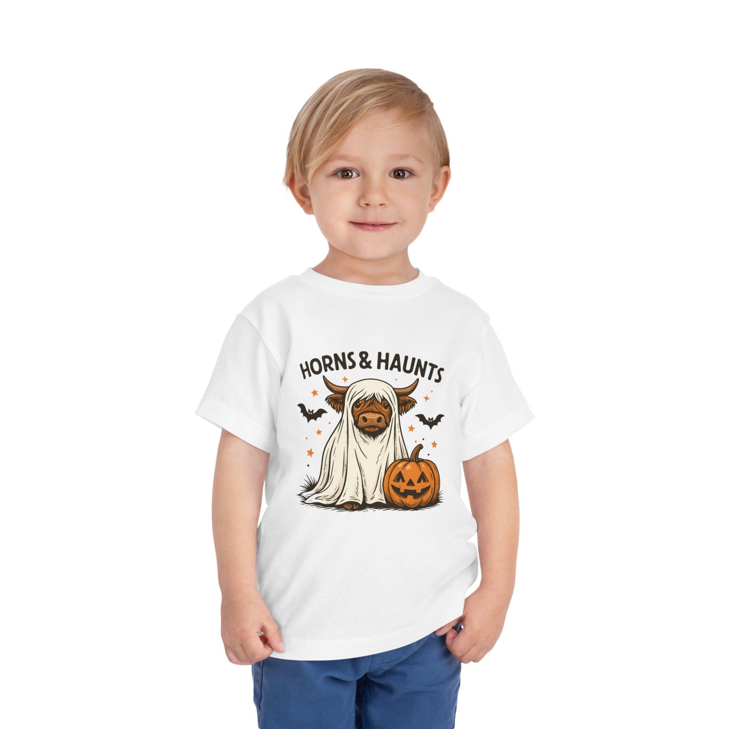 Horns & Haunts Highland Cow Toddler Halloween Tee