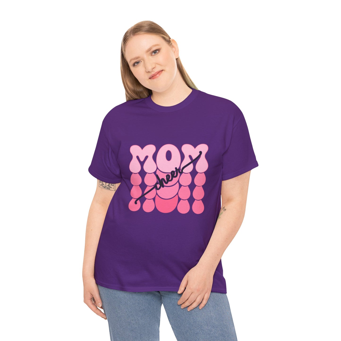 MOM Cheer – Pink Bubble Letter Spirit Tee
