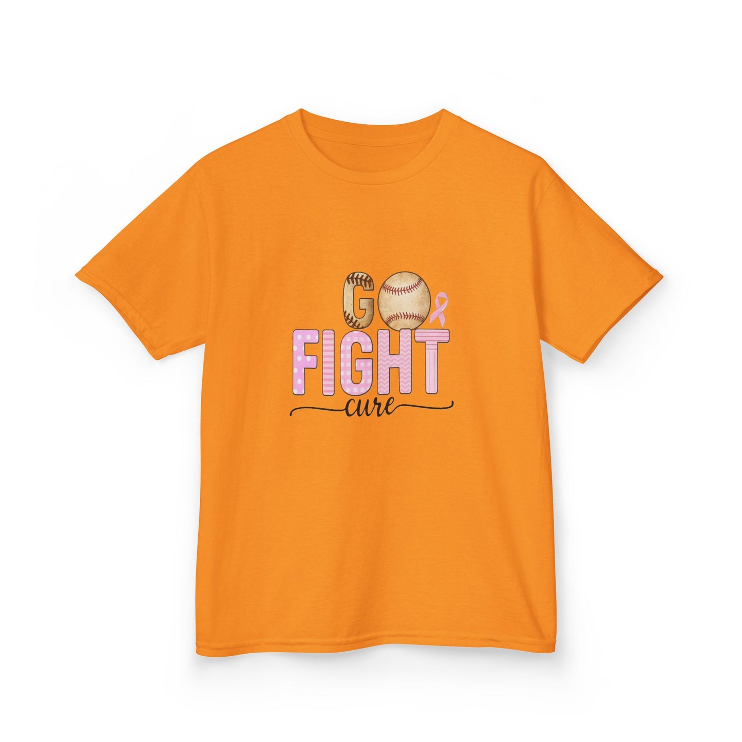 Go Fight Cure Baseball Pink Ribbon Kids Christmas Tee