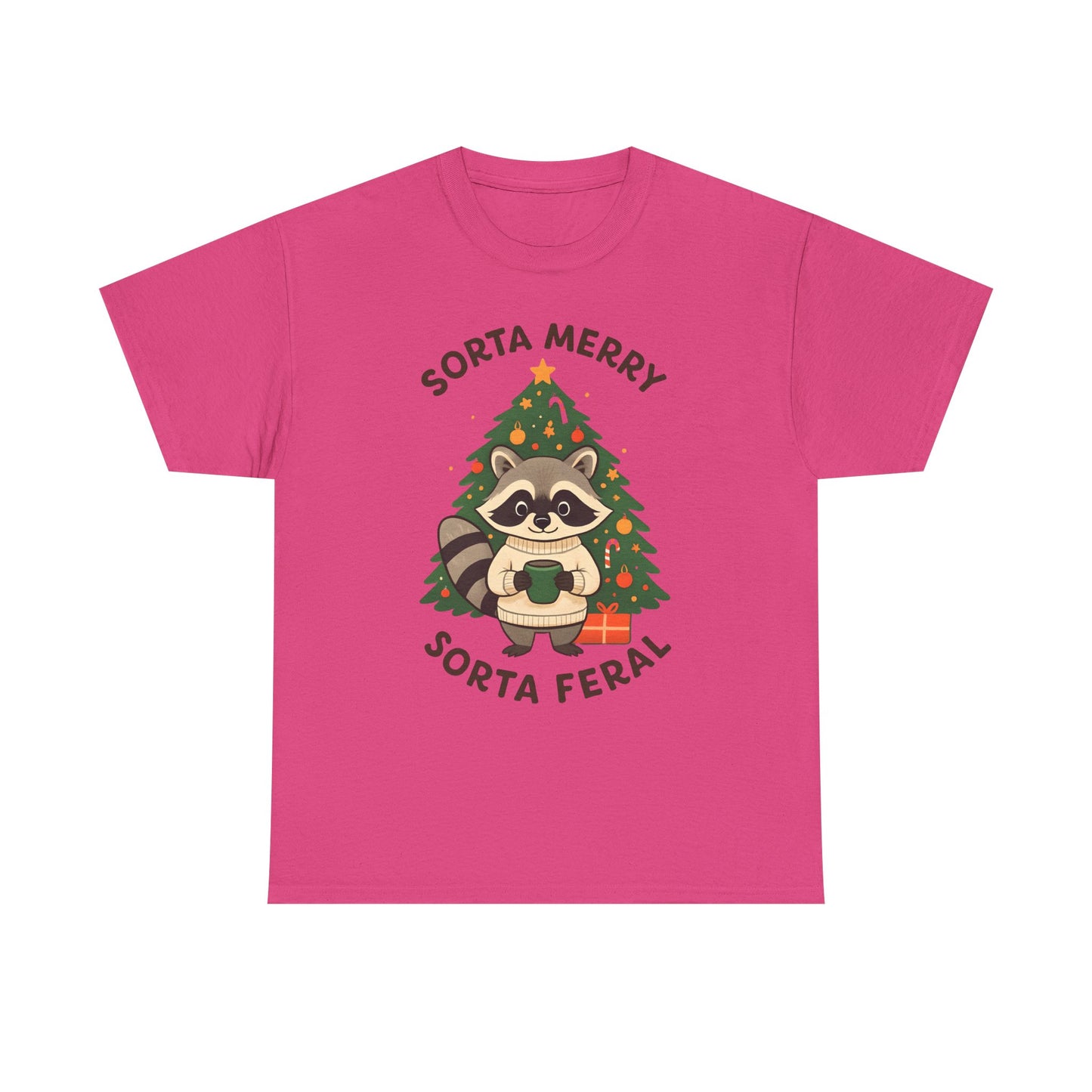 Sorta Merry Sorta Feral Raccoon Christmas Tee