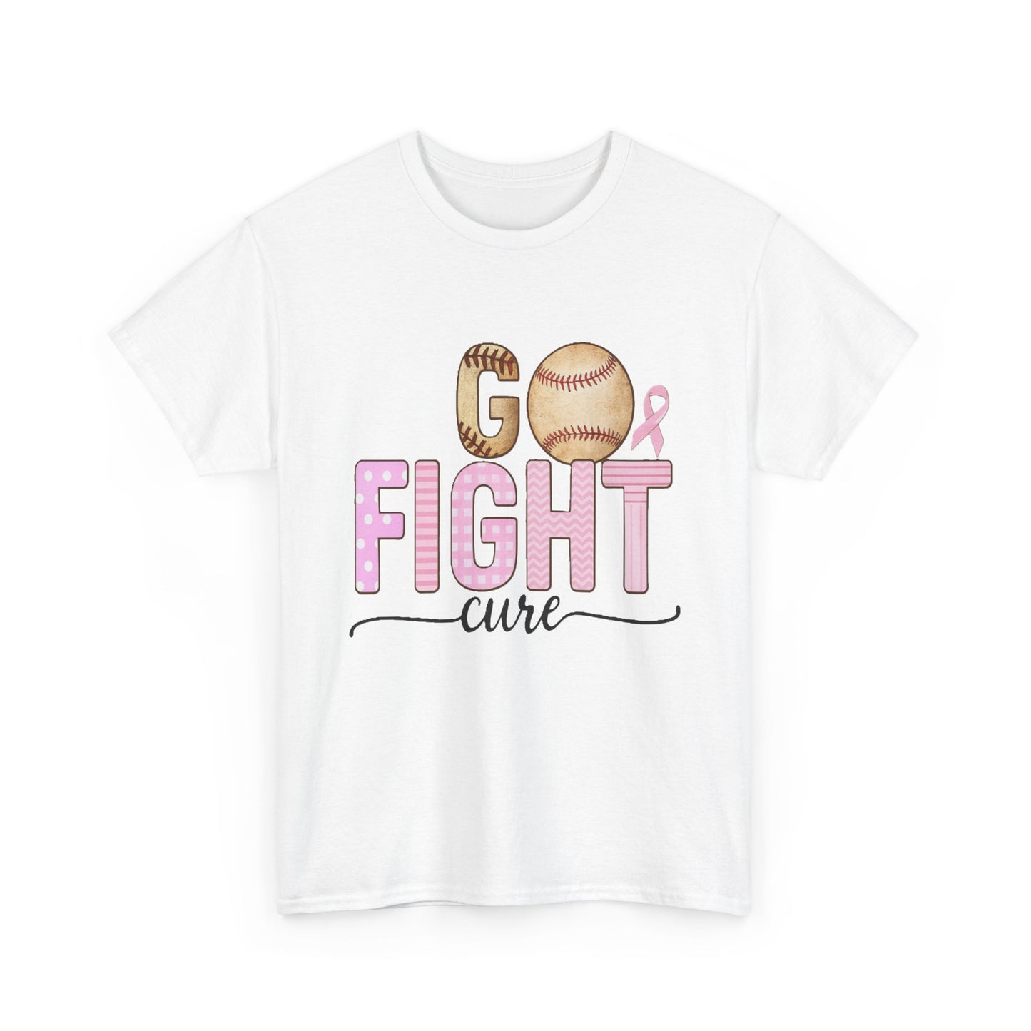Go Fight Cure Baseball Pink Ribbon Awareness Tee