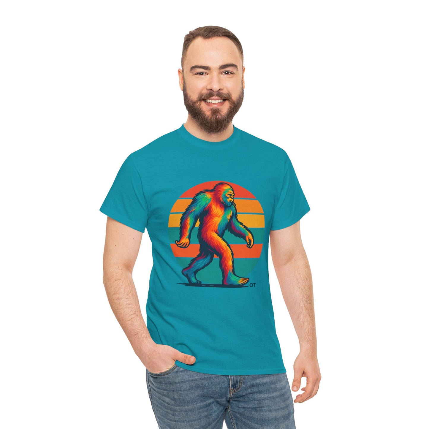 Colorful Bigfoot Unisex T-Shirt, Fun Graphic Tee for Nature Lovers, Perfect for Holidays, Festivals, Camping, Gifts
