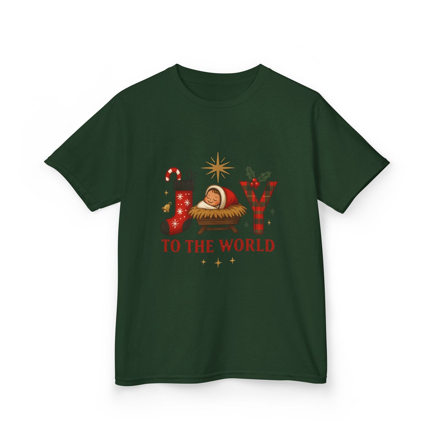 Joy to the World Dino Christmas Kids Tee