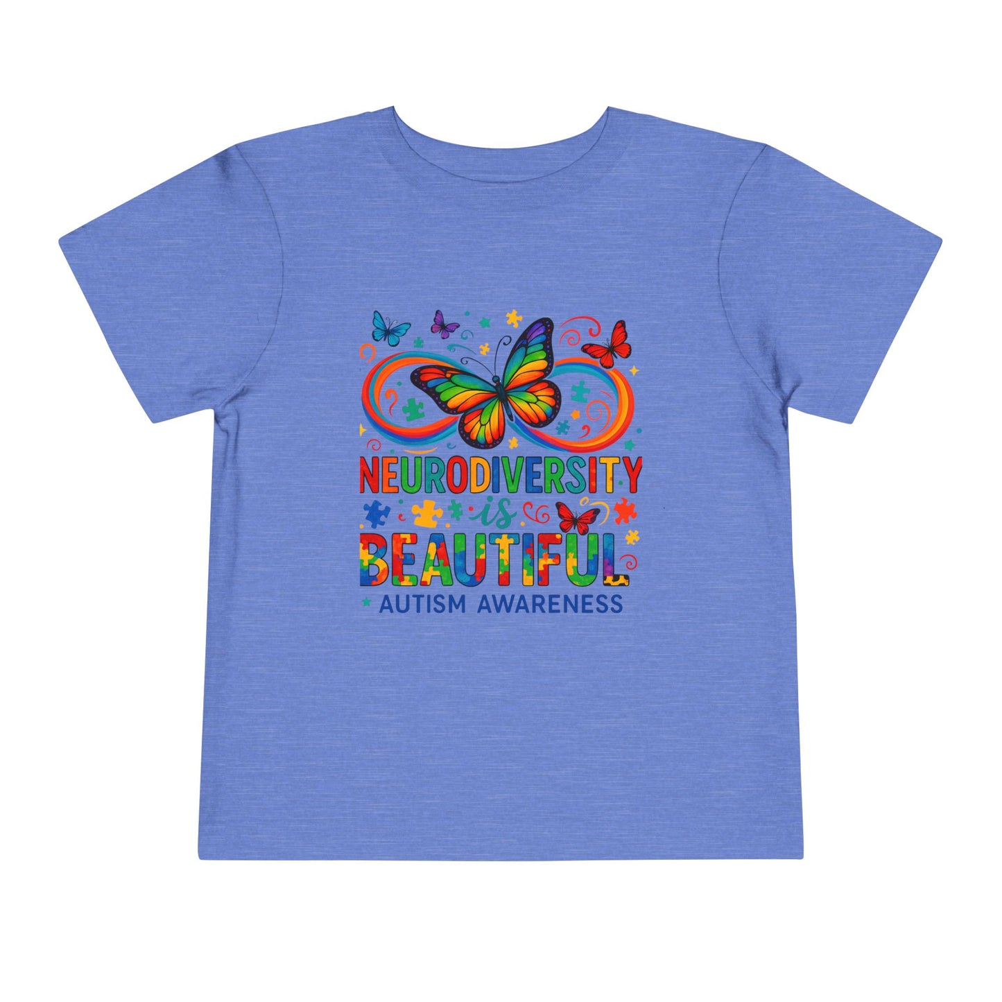 Toddler Tee - Neurodiversity is Beautiful Butterfly Rainbow Puzzle Piece Tee