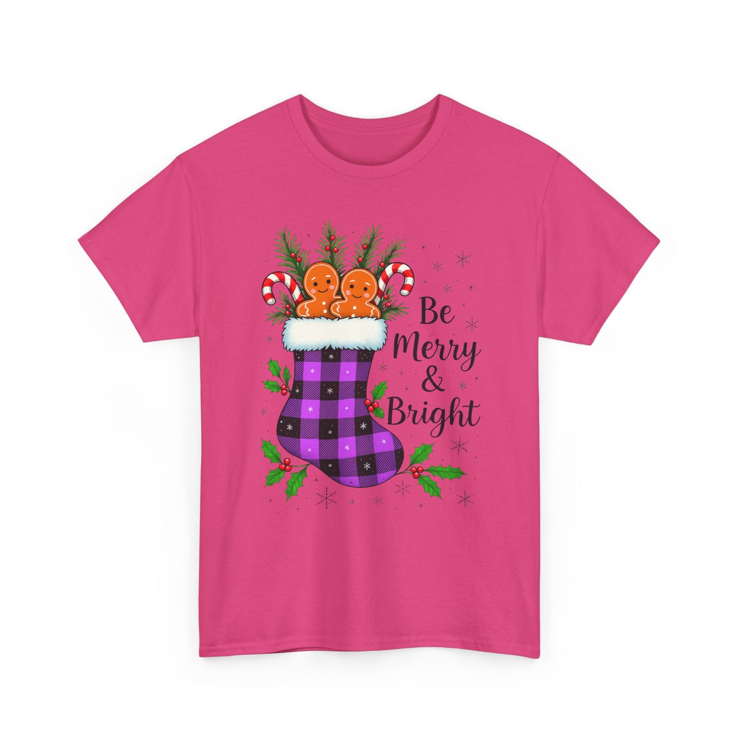Buffalo Plaid Stocking Unisex Tee - Be Merry & Bright